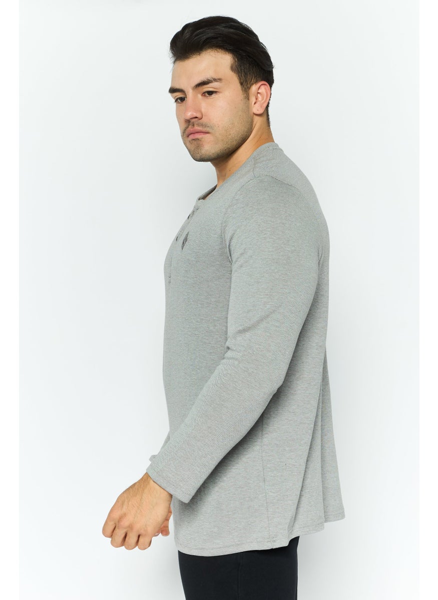 SKECHERS - Men Sportswear Fit Long Sleeves Embroidered Outdoor T-Shirt, Grey - Image 1