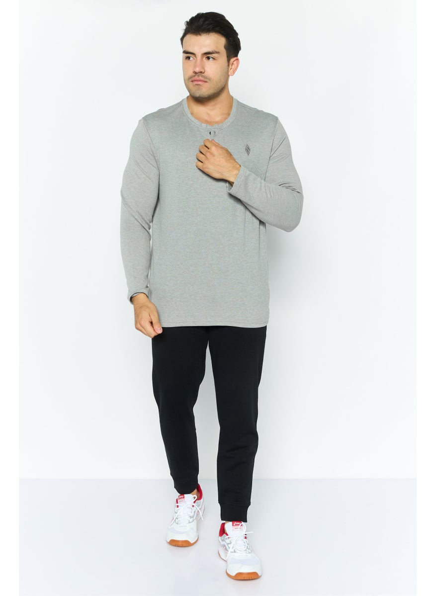 SKECHERS - Men Sportswear Fit Long Sleeves Embroidered Outdoor T-Shirt, Grey - Image 1