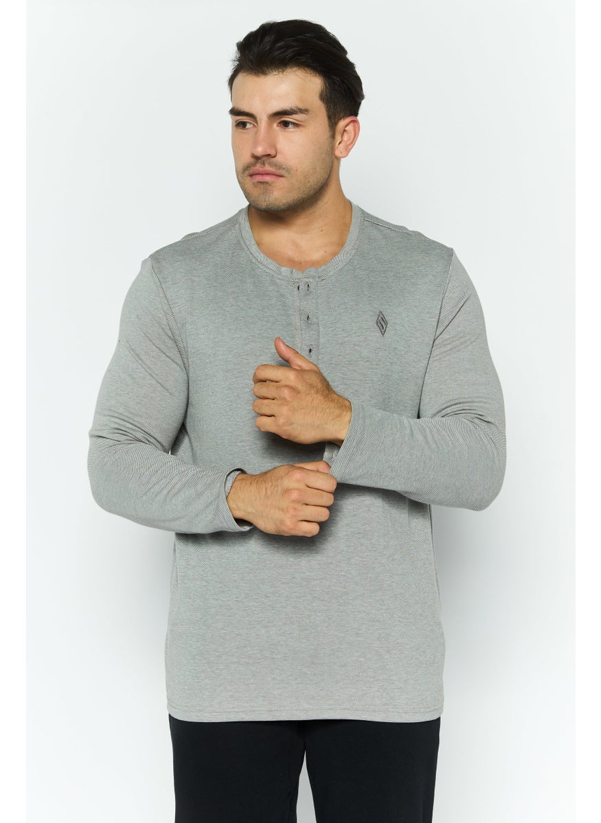 SKECHERS - Men Sportswear Fit Long Sleeves Embroidered Outdoor T-Shirt, Grey - Image 1