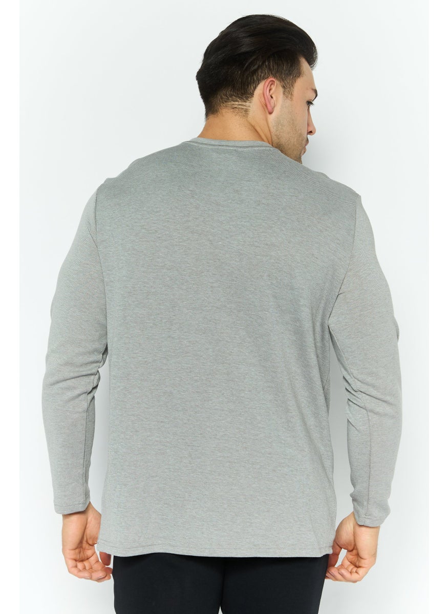 SKECHERS - Men Sportswear Fit Long Sleeves Embroidered Outdoor T-Shirt, Grey - Image 1