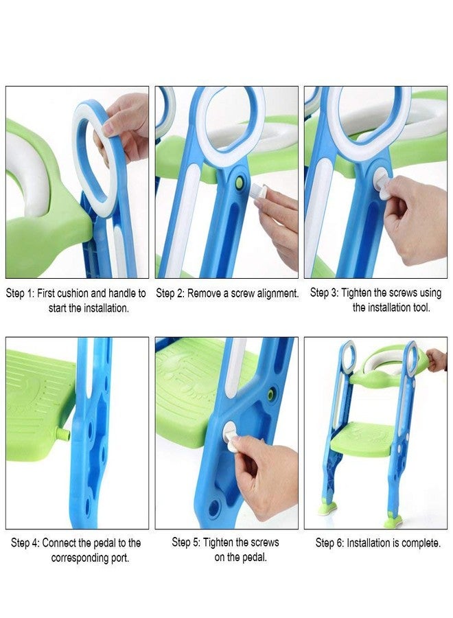 LAFILLETTE Baby Comfort Foldable Toilet Ladder Seat, Non-Slip Foldable Ladder Potty Training Toilet Seat Stool Boys Girls Kids Toilet Ladder(Green) - Image 5