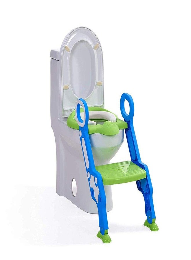 LAFILLETTE Baby Comfort Foldable Toilet Ladder Seat, Non-Slip Foldable Ladder Potty Training Toilet Seat Stool Boys Girls Kids Toilet Ladder(Green) - Image 1