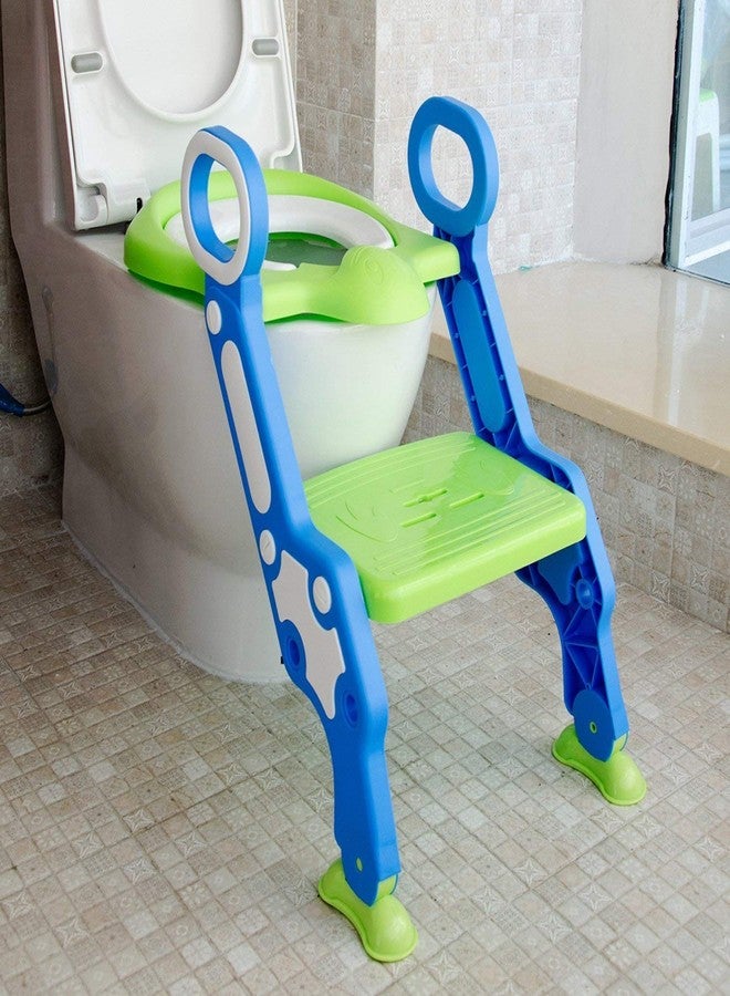 LAFILLETTE Baby Comfort Foldable Toilet Ladder Seat, Non-Slip Foldable Ladder Potty Training Toilet Seat Stool Boys Girls Kids Toilet Ladder(Green) - Image 3