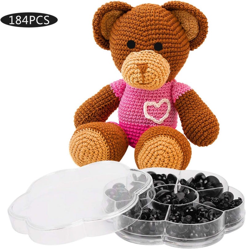 klarako Animal Buttons, Decorative Black 184pcs Artificial Mushroom Domed DIY Plastic Eyes, Sewing Buttons for Art Craft Art Toys Craft Supplies - Image 4