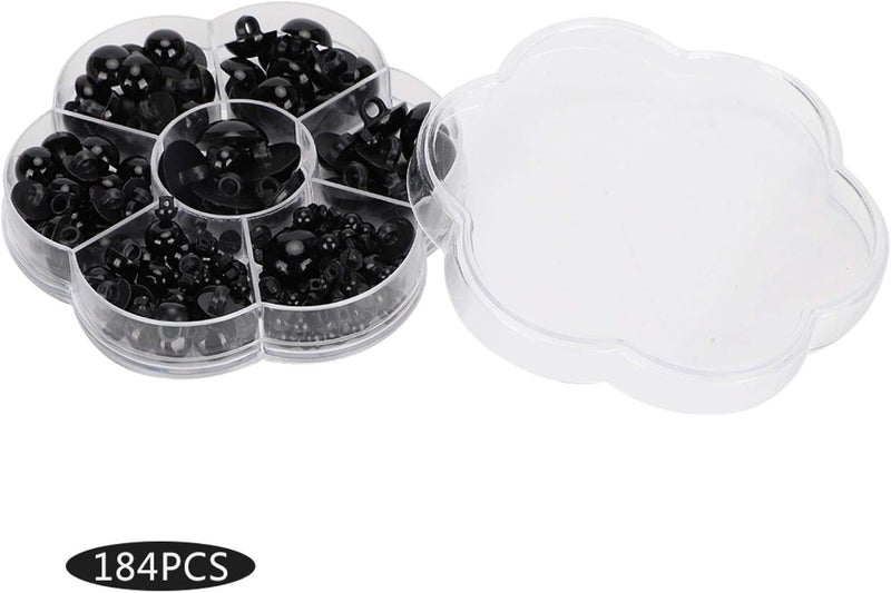 klarako Animal Buttons, Decorative Black 184pcs Artificial Mushroom Domed DIY Plastic Eyes, Sewing Buttons for Art Craft Art Toys Craft Supplies - Image 2