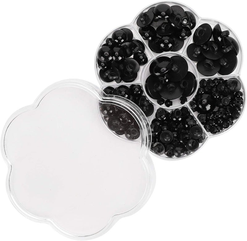 klarako Animal Buttons, Decorative Black 184pcs Artificial Mushroom Domed DIY Plastic Eyes, Sewing Buttons for Art Craft Art Toys Craft Supplies - Image 1