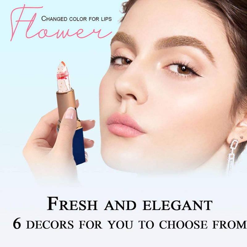 Aseawave 6 PCS pH Color Changing Lipstick, Crystal Flower Jelly Lipstick Glimmer Balm for all Skin Tones, Soft Tint & Subtle Shimmer Effect (Pink) - Image 2