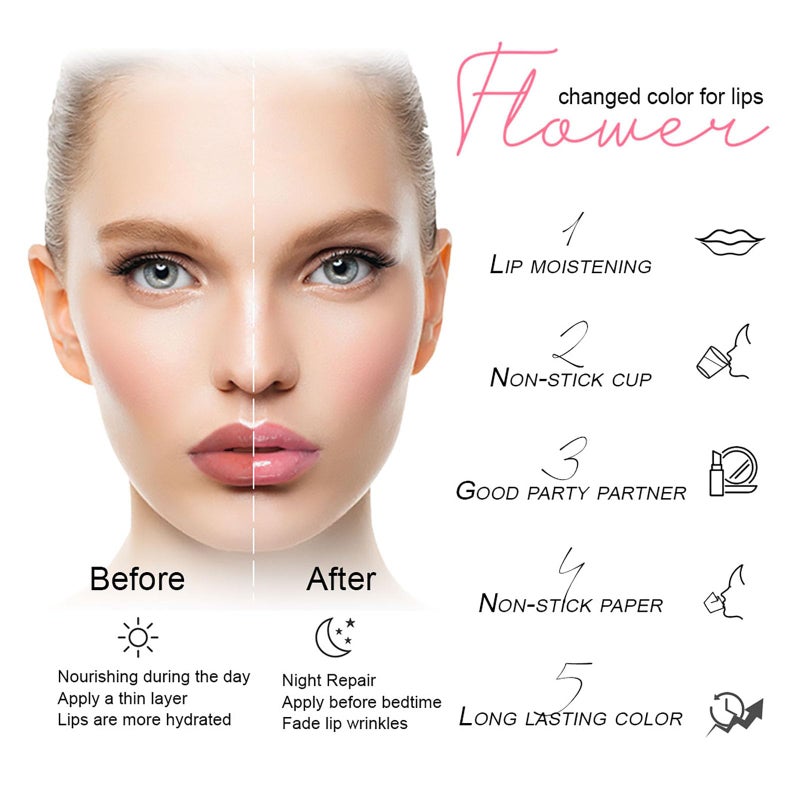 Aseawave 6 PCS pH Color Changing Lipstick, Crystal Flower Jelly Lipstick Glimmer Balm for all Skin Tones, Soft Tint & Subtle Shimmer Effect (Pink) - Image 5