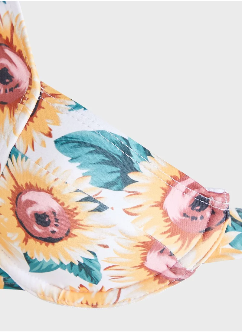 NASTY GAL Floral Print Halter Neck Bikini