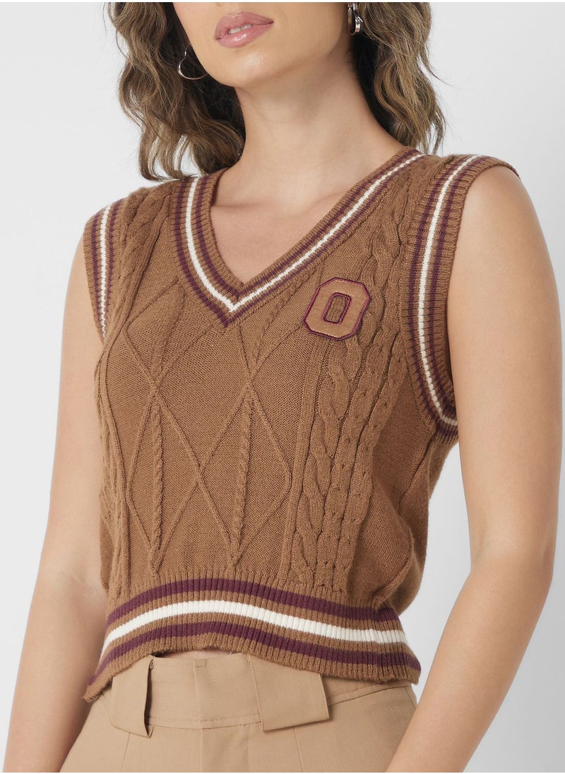 ONLY - V-Neck Knitted Sweater - Image 1