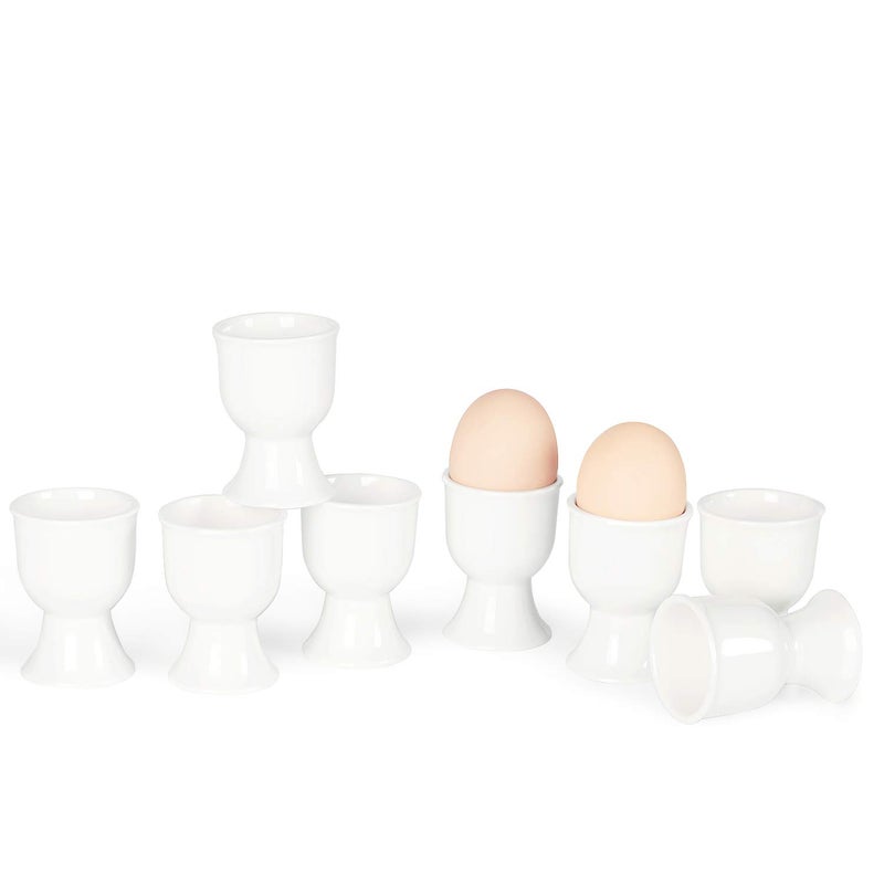 ONTUBE ONTUBE Porcelain Egg CupsCeramic Egg Stand Holders for Hard Boiled Eggs Set of 8 White 