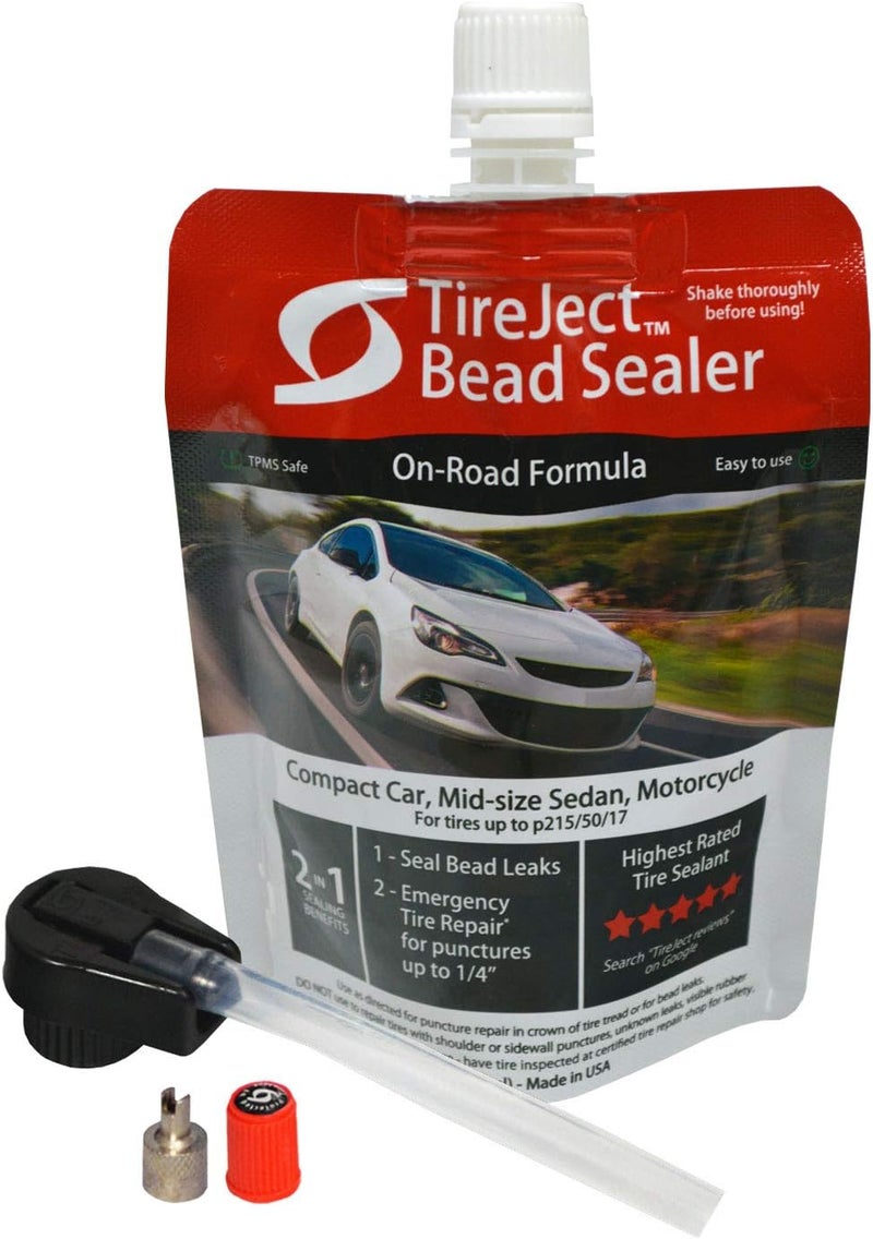 TireJect Automotive Compact Car 2-in-1 Tire Sealant & Bead Sealer Kit for tire Repair of leaks and punctures - Image 1