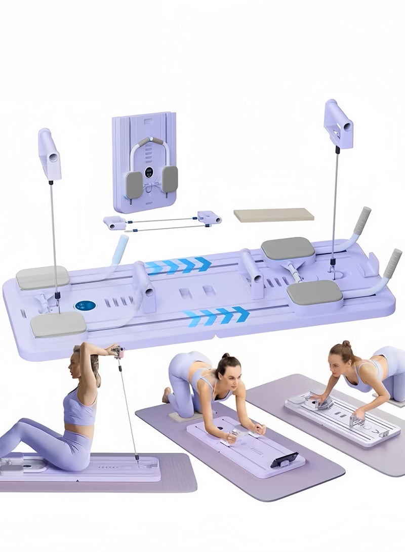 نورا لوح بيلاتيس، مجموعة جهاز إصلاح بيلاتيس 2025، جهاز إصلاح بيلاتيس 5 في 1 مع مؤقت، لوح إصلاح بيلاتيس قابل للطي متعدد الأغراض للمنزل، لوح بيلاتيس منزلق للمنزل للنساء والرجال - Image 1