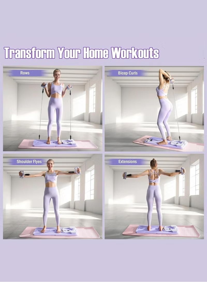 نورا لوح بيلاتيس، مجموعة جهاز إصلاح بيلاتيس 2025، جهاز إصلاح بيلاتيس 5 في 1 مع مؤقت، لوح إصلاح بيلاتيس قابل للطي متعدد الأغراض للمنزل، لوح بيلاتيس منزلق للمنزل للنساء والرجال - Image 3