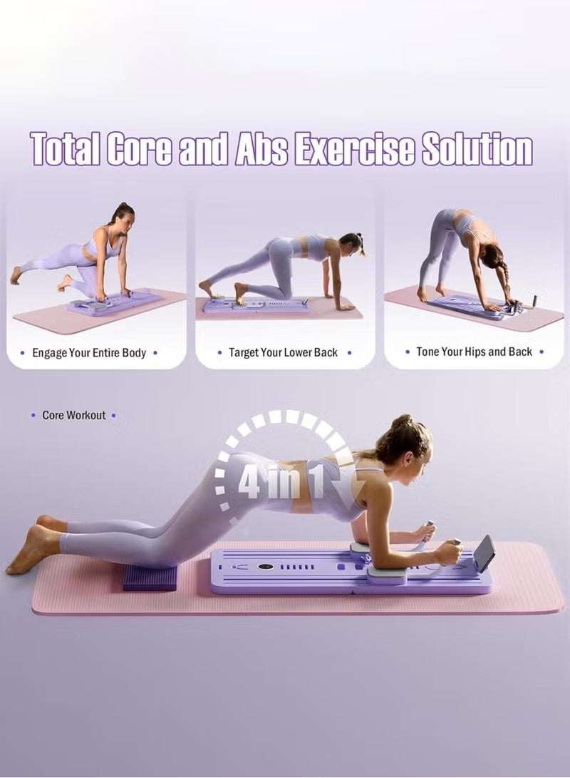 نورا لوح بيلاتيس، مجموعة جهاز إصلاح بيلاتيس 2025، جهاز إصلاح بيلاتيس 5 في 1 مع مؤقت، لوح إصلاح بيلاتيس قابل للطي متعدد الأغراض للمنزل، لوح بيلاتيس منزلق للمنزل للنساء والرجال - Image 4
