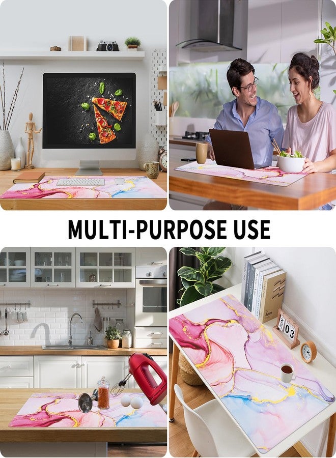 Bloss Desk Mat, Waterproof Leather Large Mouse Pad, Desk Matt for Desktop, Computer Mat for Office Work/Home/Decor/Protector(Pink Marble, 31.5 x 15.7 Inches) - Image 4
