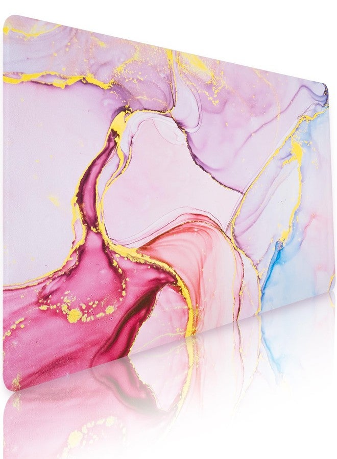 Bloss Desk Mat, Waterproof Leather Large Mouse Pad, Desk Matt for Desktop, Computer Mat for Office Work/Home/Decor/Protector(Pink Marble, 31.5 x 15.7 Inches) - Image 1