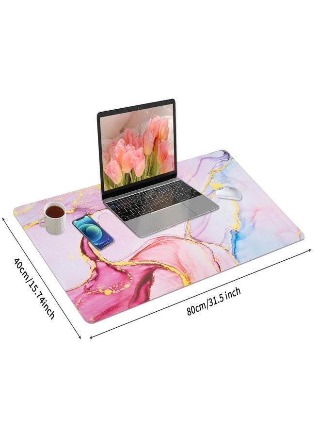 Bloss Desk Mat, Waterproof Leather Large Mouse Pad, Desk Matt for Desktop, Computer Mat for Office Work/Home/Decor/Protector(Pink Marble, 31.5 x 15.7 Inches) - Image 3
