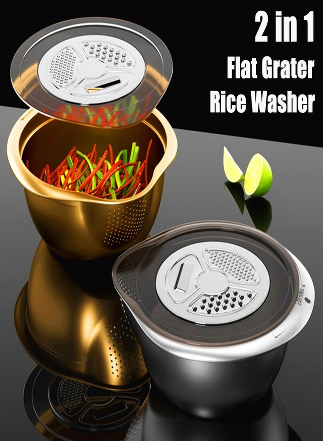DOPMEP Rice Washer Strainer Bowl, Stainless Steel Washing Bowl whit Side Drainers, Versatile Quinoa Colander for Cleaning Rinsing Fruits, Vegetables, and Beans - Multifunctional Drain Basket - Image 2