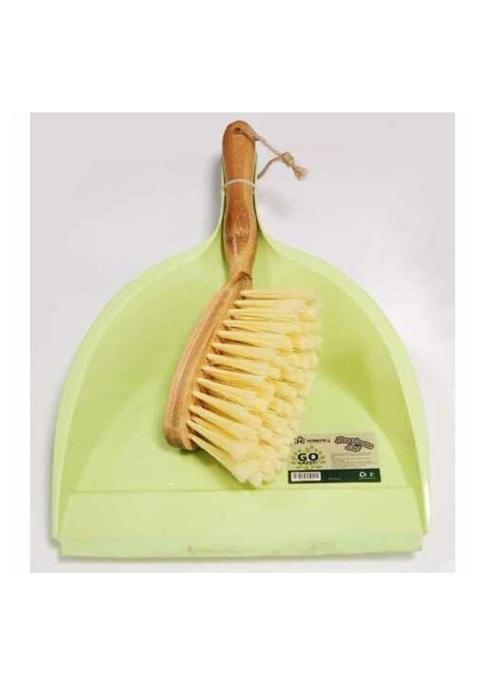 Home Pro Go Green Bamboo Dustpan With Brush Set Multicolour - Image 1