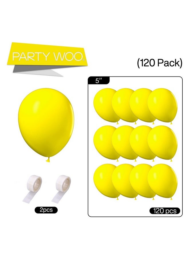 PartyWoo Yellow Balloons, 120 Pcs 5 Inch Matte Yellow Balloons, Yellow Latex Balloons For Balloon Garland Balloon Arch As Party Decorations, Birthday Decorations, Baby Shower Decorations, Yellow-Y55  - Image 5