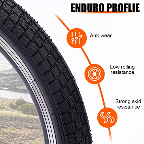 WEEROCK 2 Pack 20 Inch Bike Tire Folding Bead Replacement Tyre 20 * 2.125 for Child Bike Kids Bike BMX Mountain Bicycle MTB, Black - Image 3