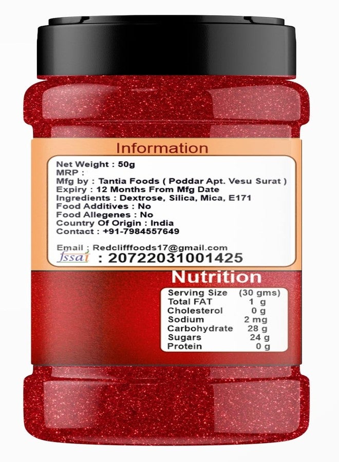 RED CLIFF Edible Red & Copper Drink Shimmer Powder for Cake Decoration, Drinks, and Desserts Food Grade Glitter Dust for Baking, Beverages, and Creative Culinary Designs || (Red & Copper) (50gx2) - Image 3