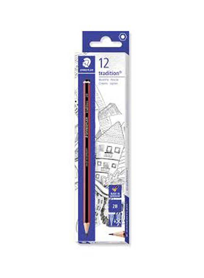 STAEDTLER Tradition 2B Pencils Box - 12 Pieces Red