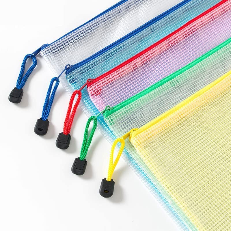 SYOSI Plastic Wallets A4 Zip Wallets Bags Plastic Mesh Document File Folder A4 Zipper Bag Zip Locked Bags A4 Zip Lock Mesh Document Files Wallet, 10PCS - Image 2