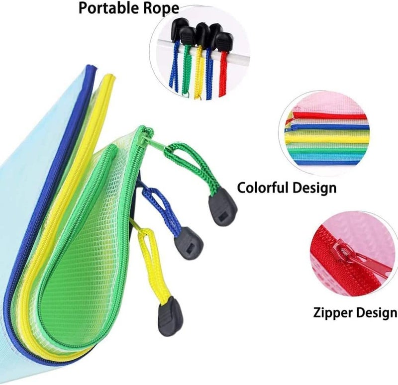 SYOSI Plastic Wallets A4 Zip Wallets Bags Plastic Mesh Document File Folder A4 Zipper Bag Zip Locked Bags A4 Zip Lock Mesh Document Files Wallet, 10PCS - Image 4