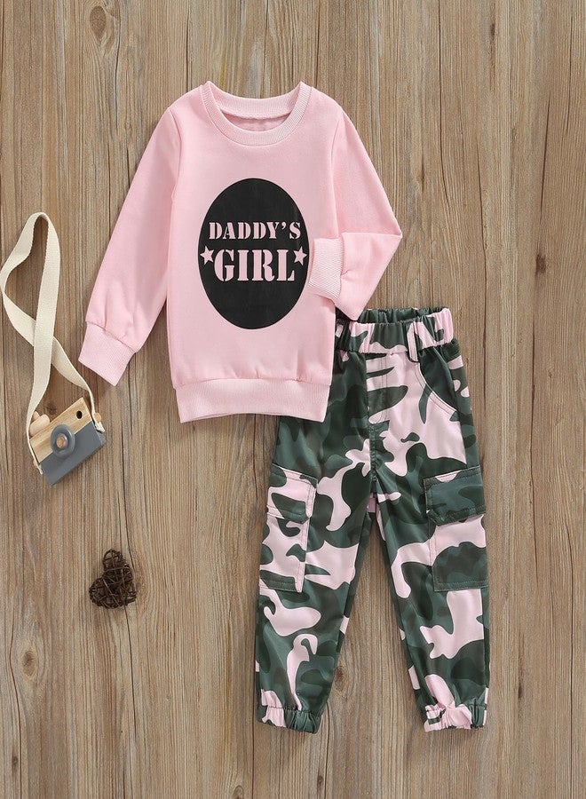 Douhoow Toddler Girl Clothes Baby Girl Sweatshirt Tops Camo Pants 1T 2T 3T 4T 5T 6T Girl Fall Winter Festival Outfits (Pink, 3-4 Years) - Image 3