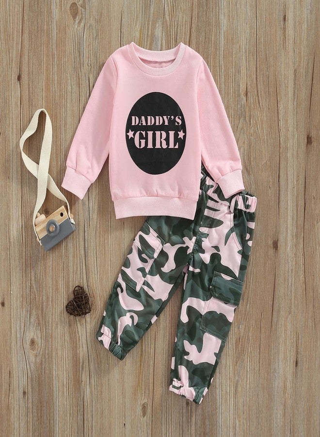 Douhoow Toddler Girl Clothes Baby Girl Sweatshirt Tops Camo Pants 1T 2T 3T 4T 5T 6T Girl Fall Winter Festival Outfits (Pink, 3-4 Years) - Image 2