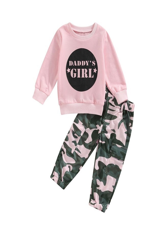 Douhoow Toddler Girl Clothes Baby Girl Sweatshirt Tops Camo Pants 1T 2T 3T 4T 5T 6T Girl Fall Winter Festival Outfits (Pink, 3-4 Years) - Image 1