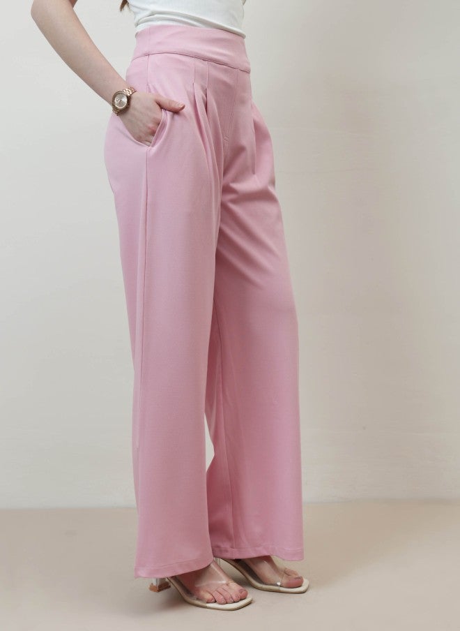 Athena سروال نسائي مزين بالثنيات بلون وردي بتصميم مريح - Image 5