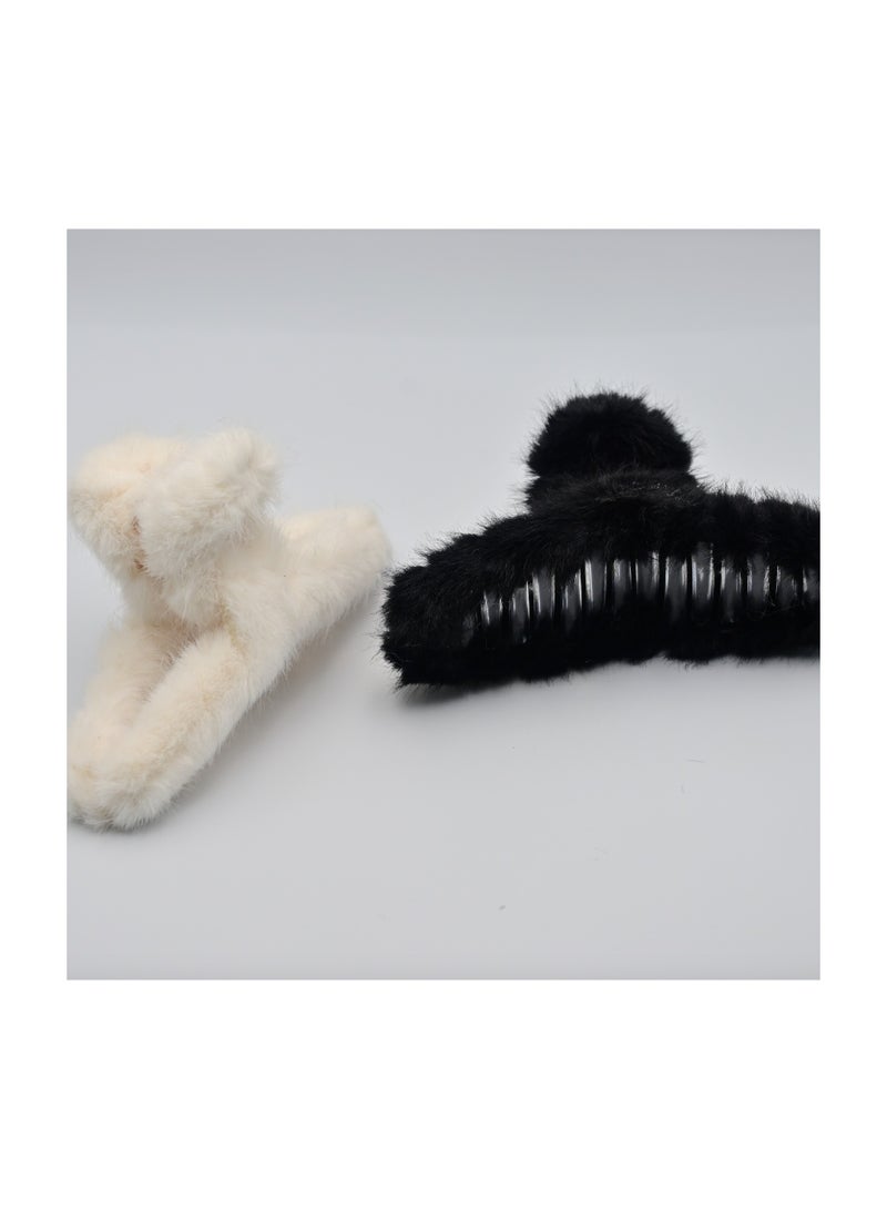 ZAAS Fuzzy Claw Hair Clips – Soft Grip, Pack of 3 - Image 4