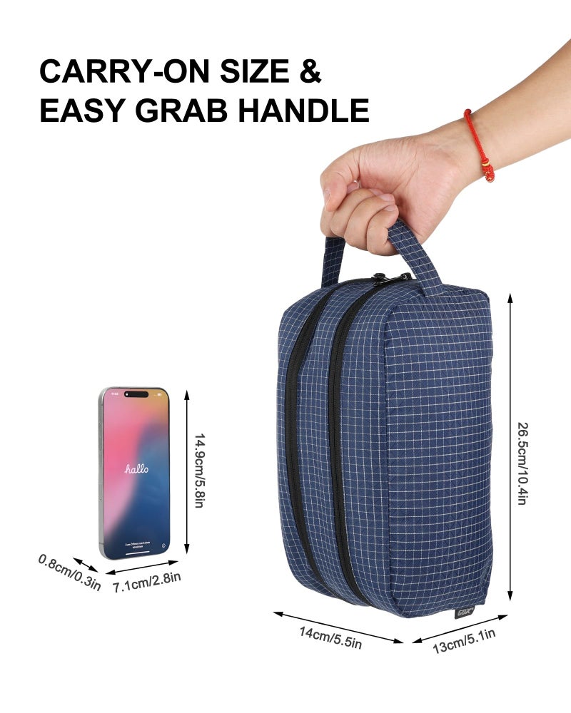 GOX Small Travel Toiletry Bag for Men Dopp Kit WaterRepellent Nylon TSA CarryOn Leakproof Cosmetic Organizer Dopp Kit 104x55x51 Carry Handle Navy - Image 3
