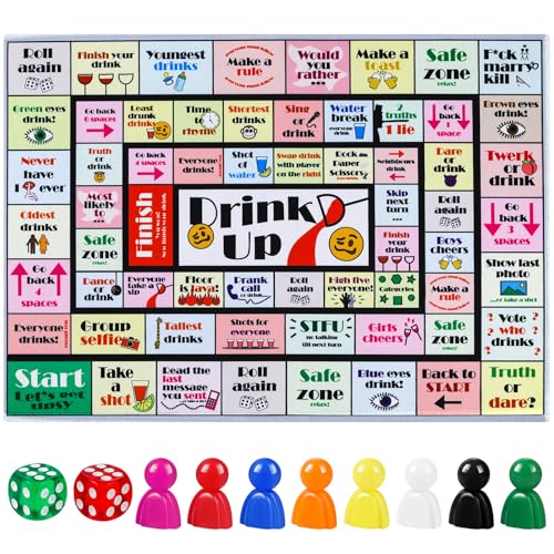Fofeadm Drinking Board Games for Adults Rubber Mat Drinking Board Game Funny Party Interactive Drinking Games for Game Night Birthday Family Play or Any Occasion Age 21 28 Players - Image 1