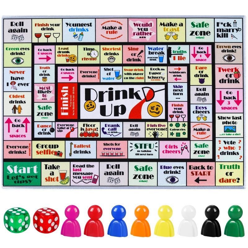 Fofeadm Drinking Board Games for Adults Rubber Mat Drinking Board Game Funny Party Interactive Drinking Games for Game Night Birthday Family Play or Any Occasion Age 21 28 Players - Image 2