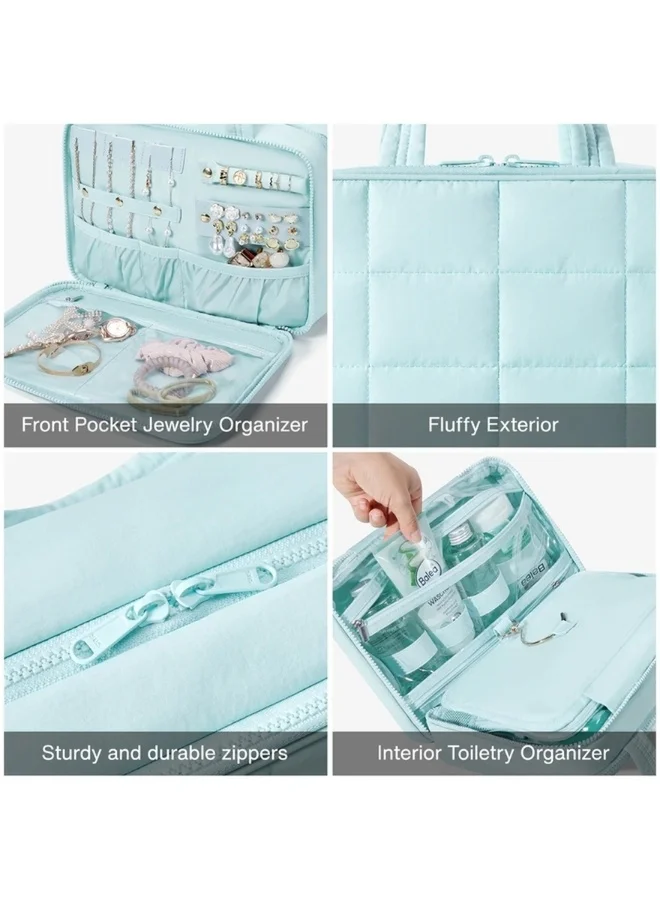 BAGSMART  BAGSMART Light Blue Spacesaver ExploreEase Puffy Multi-Functional Toiletry Bag for Women | Best Price UAE
