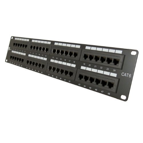 VC VERTICAL CABLE Vertical Cable Cat6 48 Port 19" Horizontal Rackmount 2U Patch Panel - Image 1