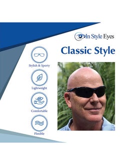 In Style Eyes Blazin' Mawi Wrap Around Bifocal Reading Sunglasses Semirimless Browline Frame Polarized Lens Brown 2.0X  - Image 5
