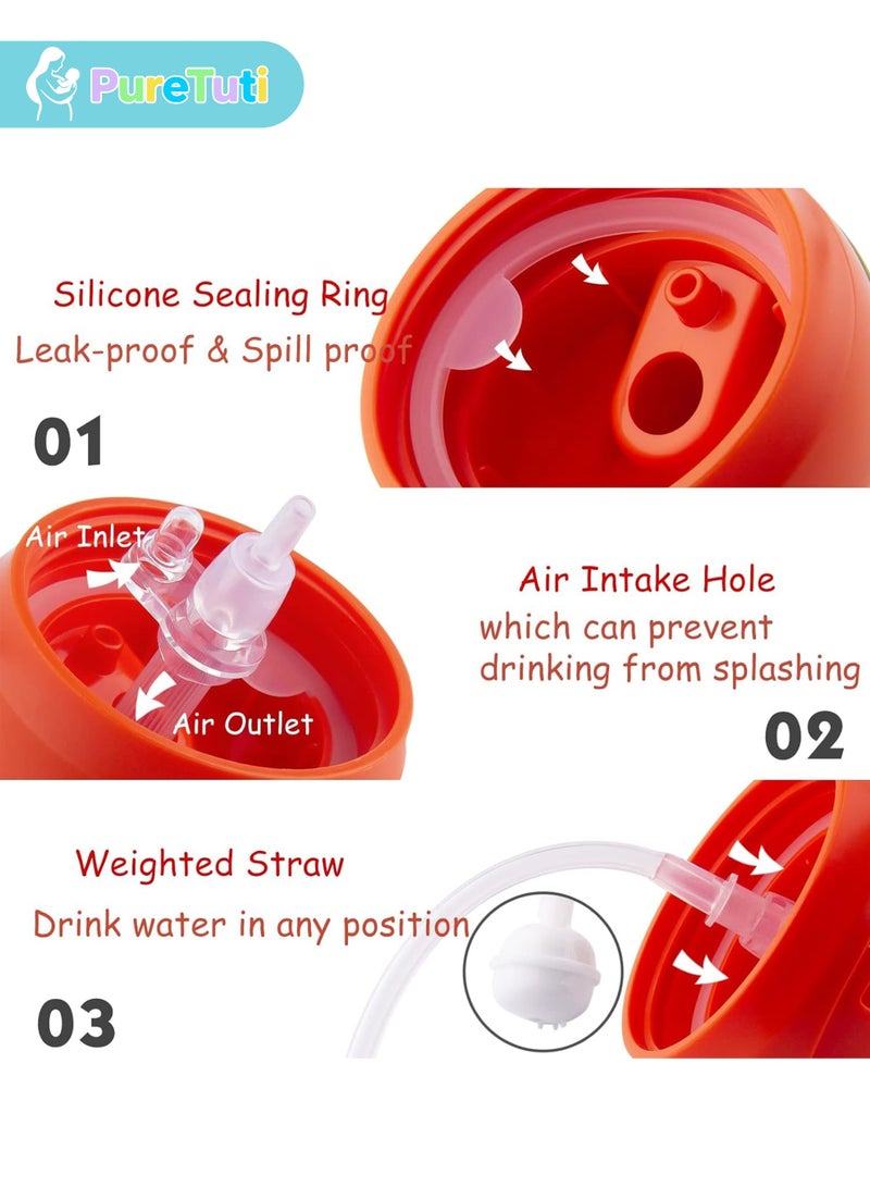 PureTuti Sippy Cup for Baby, Sippy Cup for Baby 6-12 Months, Weighted Straw Non Spill Cup for Toddlers, Baby Straw Cup with Handles, Spill-Proof, Leak-Proof Soft Spout Cup 260ml, BPA Free (Blue) - Image 5