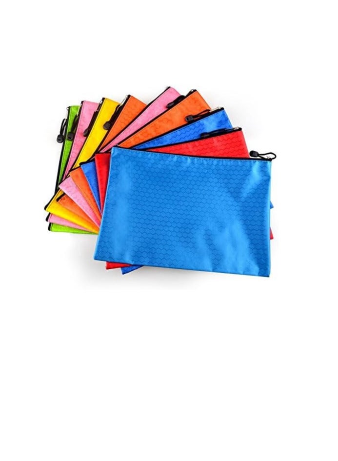 Beauenty 10pcs waterproof zipper file bags-a4 size oxford office filing documents storage folder, cosmetics offices supplies travel accessories pouch - Image 2