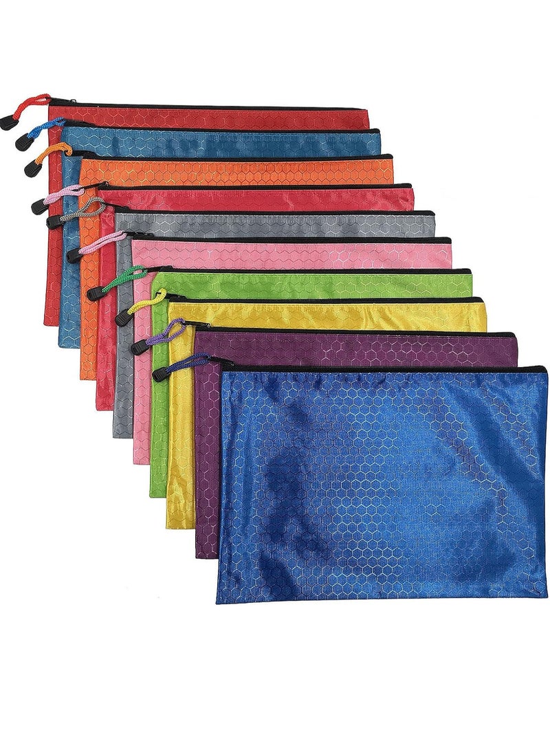 Beauenty 10pcs waterproof zipper file bags-a4 size oxford office filing documents storage folder, cosmetics offices supplies travel accessories pouch - Image 1