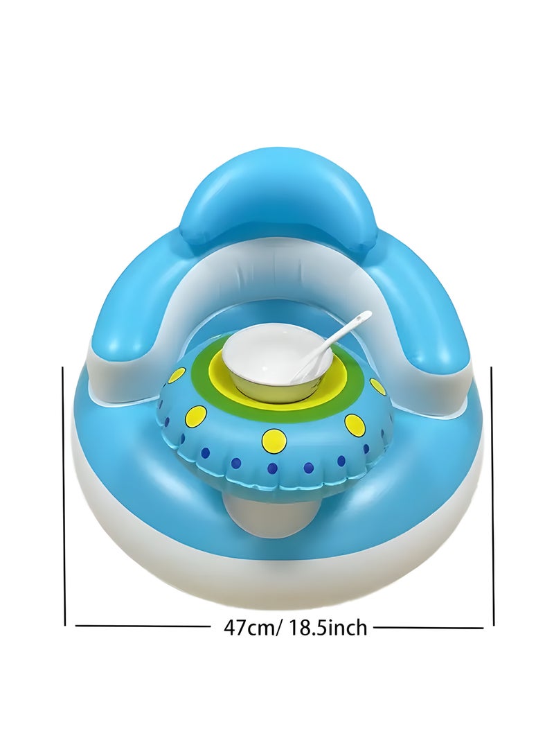 ليكسادا مقعد صغار قابل للنفخ مع حامل وعاء - دعامة أرضية محمولة للصغار من 3-36 شهرًا، مضخة هواء مدمجة، مادة PVC ناعمة، مثالية لتعلم الجلوس والطعام، كرسي إطعام الصغار | مقعد صغار مرح | مقعد صغار آمن (أزرق) - Image 3