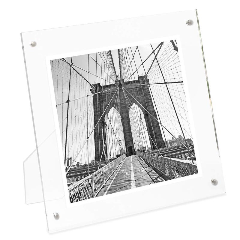 Isaac Jacobs Isaac Jacobs 4 x 4 Clear Plain Acrylic Picture Frame Magnetic Photo Frame Made for Tabletop Display with TwoWay Easel 