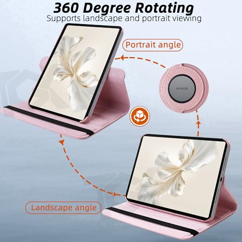 TGK Rotating Cover for Honor Pad 9 12.1 Inch Tablet Leather Flip Case (Rose Gold) - Image 4