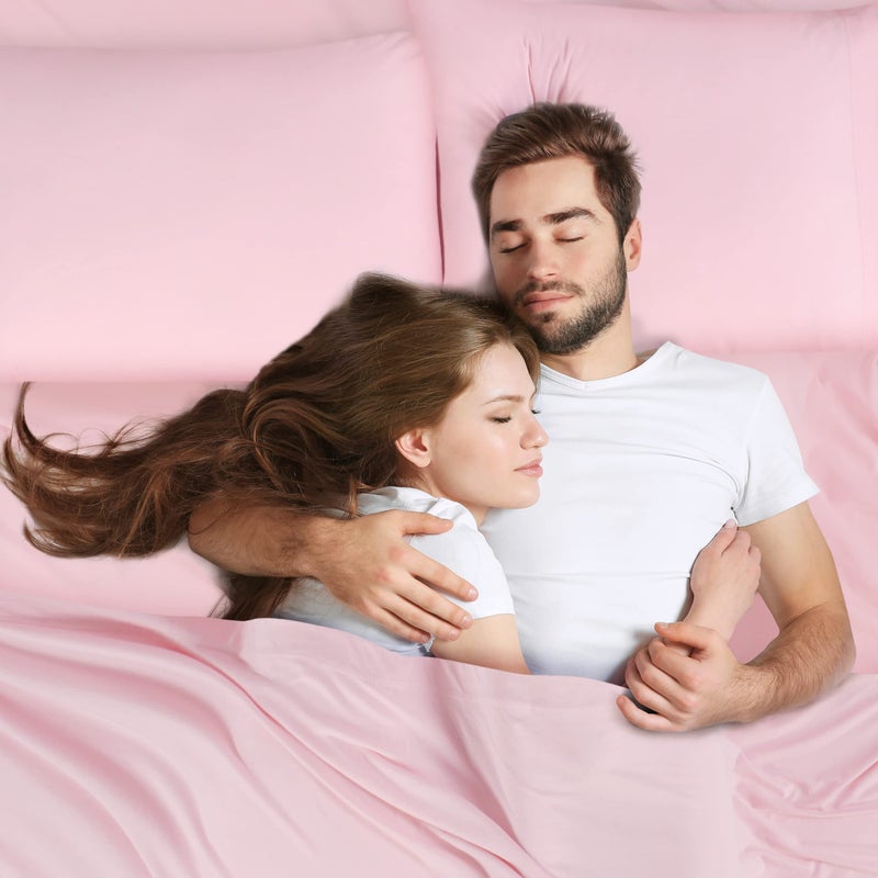 Utopia Bedding Utopia Bedding Queen Sheet Set - Jersey Knit Sheets 4 Piece Queen Jersey Sheet Set - Cotton Jersey Sheets - Soft T-Shirt Stretchy Sheets (Queen  Pink)  - Image 5