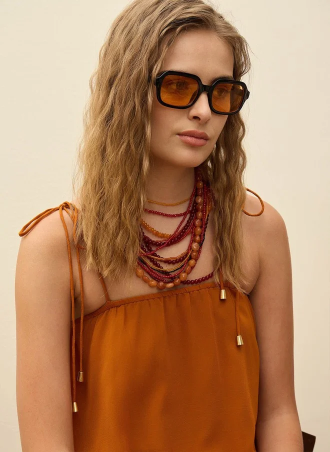 SASSAFRAS Rust Solid Maxi Dress for Women