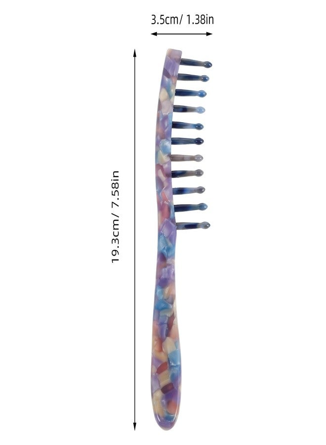 Baluue Wide Tooth Comb with Handle Retro Marble Pattern Hair Detangler for Curly Hair Long Handle Scalp Massage Comb for Women Ideal for Home Travel and Office - Image 4